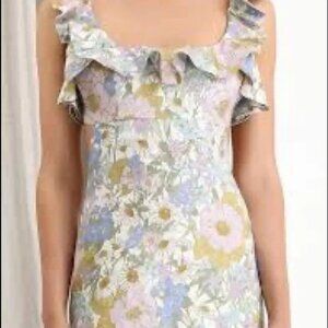 Zimmermann Super Eight Ruffle Floral Linen Midi dress